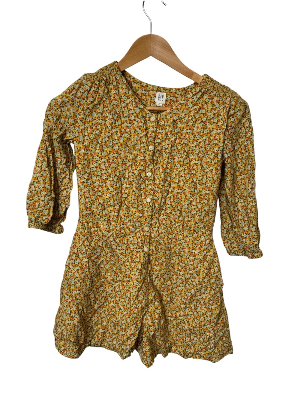 GAP Yellow Floral Button-Front Romper